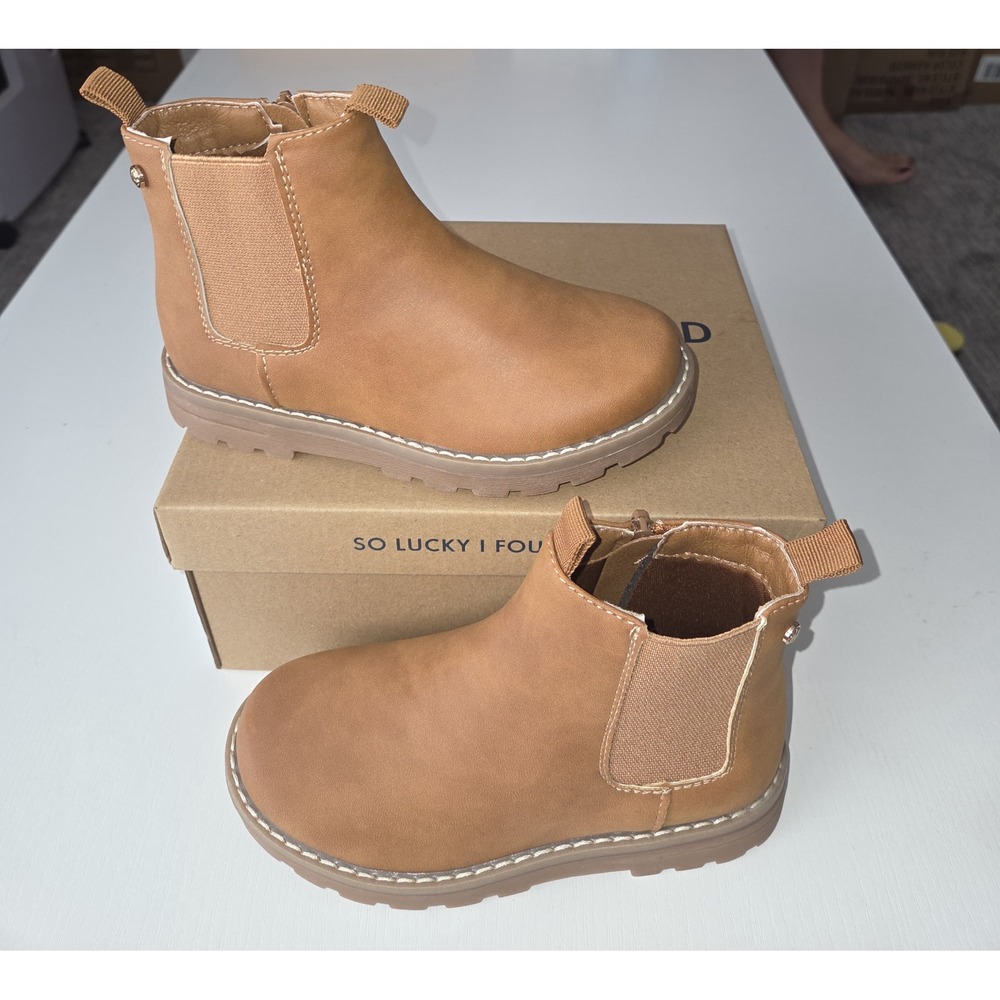 Lucky Brand Kids Basel Chelsea Ankle Boots Tan Brown Side Zip Lug Sole Size 11 - Picture 7 of 16